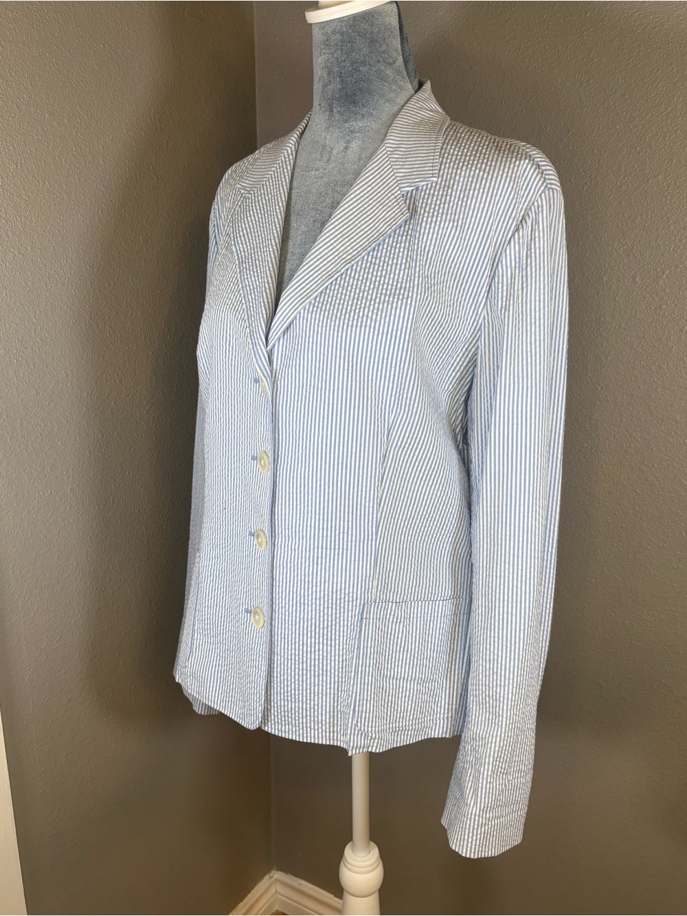 Ralph Lauren Blue and White Seersucker Blazer Size L - Picture 5 of 10